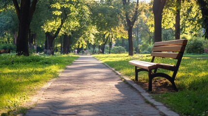 Fototapeta premium Serene Park Pathway Scene