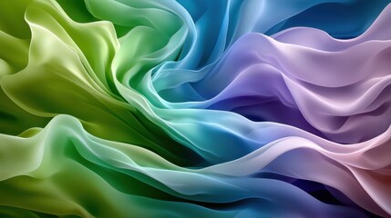 Obraz premium A series of interconnected swirling patterns in varying shades of blue, green, and purple that appear to flow and blend seamlessly together, resembling a swirling river of organic shapes and forms.