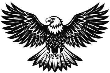 Fototapeta premium Bald Eagle Silhouette vector style lack and white flat vector