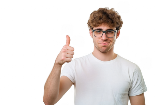 Young caucasian man isolated on green chroma background showing thumbs up and thumbs down, difficult choose concept 
