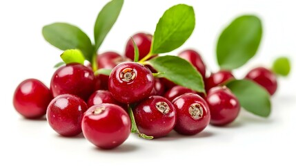 Lingonberry on white background