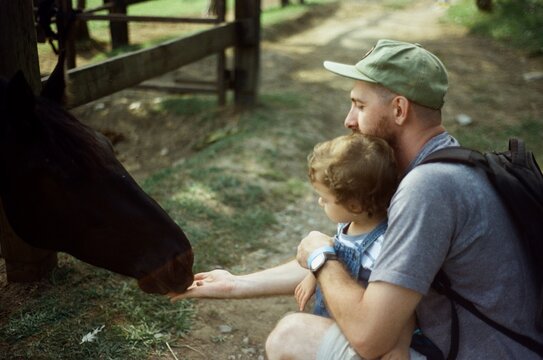 Father And Son Spending Time On The Farm