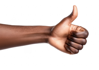 Thumbs up gesture isolated on white or transparent background 
