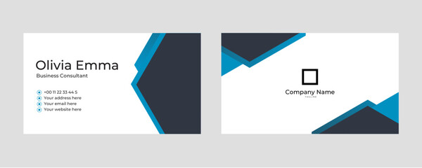 Fototapeta premium Blue geometric business card template