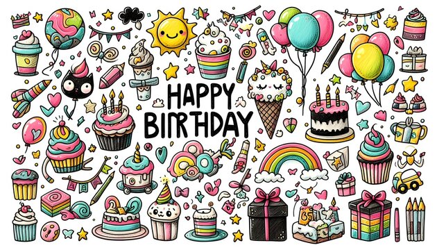 Happy Brithday doodles, 
