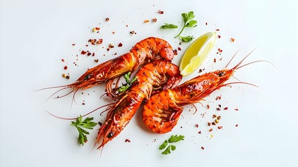 red shrimp isolated on white background
