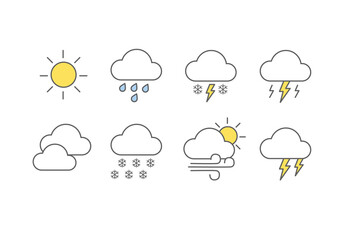天気, 天気アイコン, 天気予報, 晴れ, 曇り, 雨, 雪, 雷, 強風, 気象, 季節, 気象情報, 天候, 台風, 気圧, 気温, 湿度, 風速, 天気マーク, 気象マーク, 気象アイコン, シンプルアイコン, 天候変化, 気象情報アイコン, 雨雲, 雷雲, 雪マーク, 風, 気象アプリ, アプリUI, ウェザーアイコン, 天気図, 気象情報デザイン, ウェブデザイン, 資料作成, アイコン