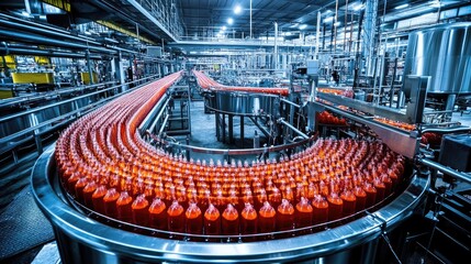 Obraz premium A high-tech food processing plant with smart automation, ensuring quality control and precision in production.