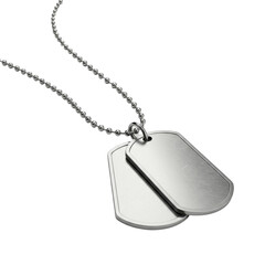 Stainless steel dog tag necklace PNG, metal dog tag, stainless steel necklace, engraved dog tag, military dog tag
