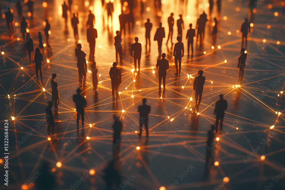 Poster connected minds: a visual metaphor representing the interconnectedness of minds within a network, id