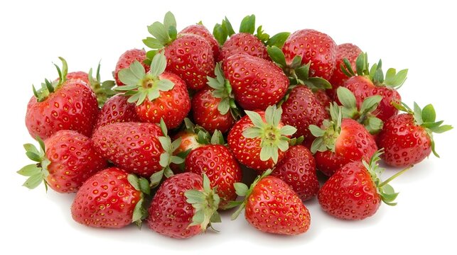 Pile of Strawberries isolated on white background