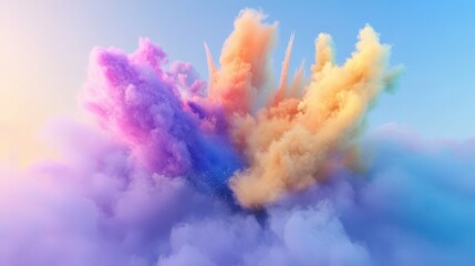 Fototapeta premium Colorful Powder Explosion in Vivid Sky