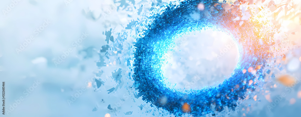 Poster abstract particle explosion: an abstract depiction of a microscopic sphere undergoing an explosive d