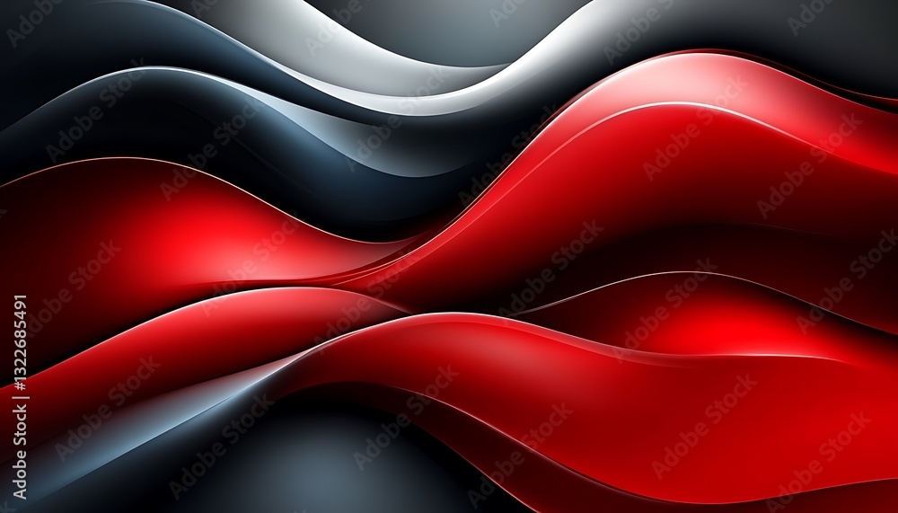 Poster abstract flowing design featuring smooth curves and vibrant colors in waves