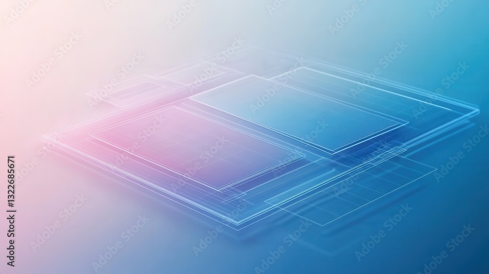 Aufkleber Sleek wireframe style background for digital resource branding with soft grid lines and transparent design elements