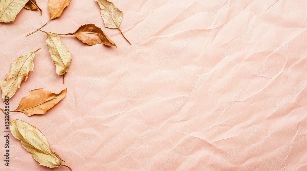 Poster delicate leaves displayed on a soft pink background creating a beautiful contrast for nature photogr