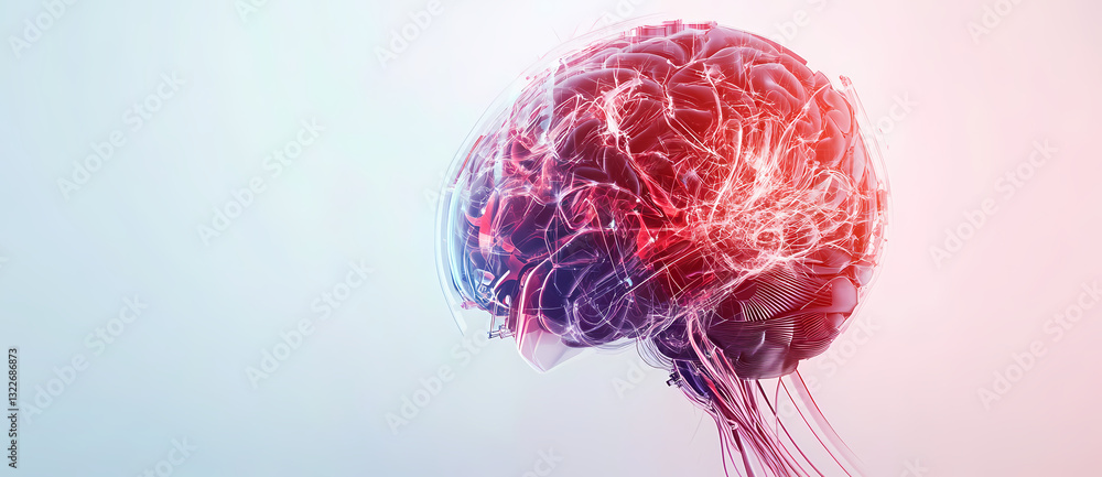 Poster the human mind: a detailed image showcases the intricate structure of the brain, emphasizing its com