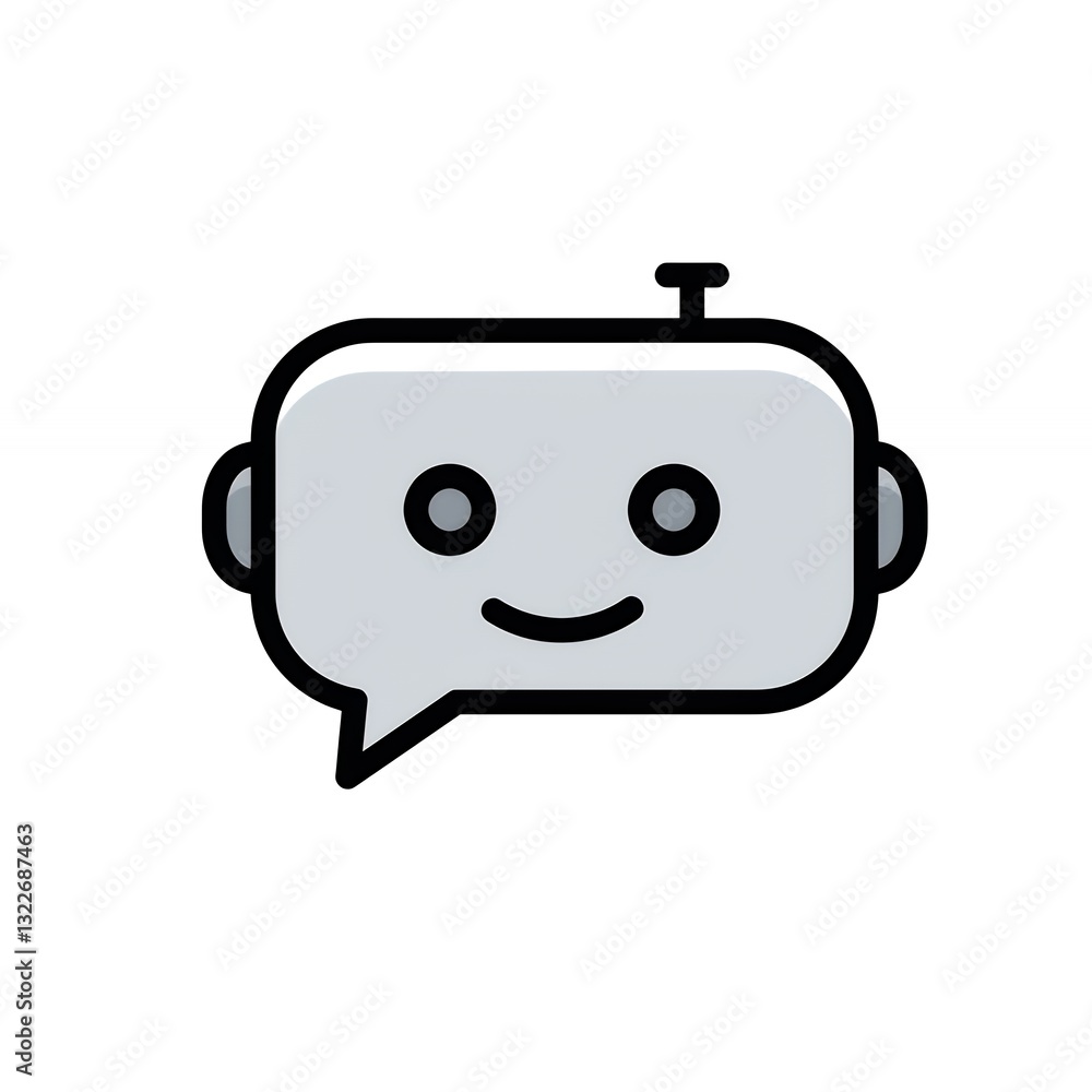 Poster smiling robot chatbot illustration for artificial intelligence and communication