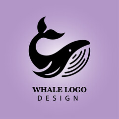 Fototapeta premium Whale Vector Logo Design with Splashing Water Waves for Branding, Business, Company Identity, Creative Icon, Modern Ocean Marine Concept, Black and White Art
