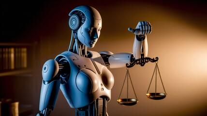 Ai ethics and justice law concept and online technology of legal regulations Controlling artificial intelligence technology is a high risk
