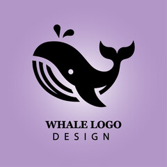 Whale Vector Logo Design with Splashing Water Waves for Branding, Business, Company Identity, Creative Icon, Modern Ocean Marine Concept, Black and White Art

