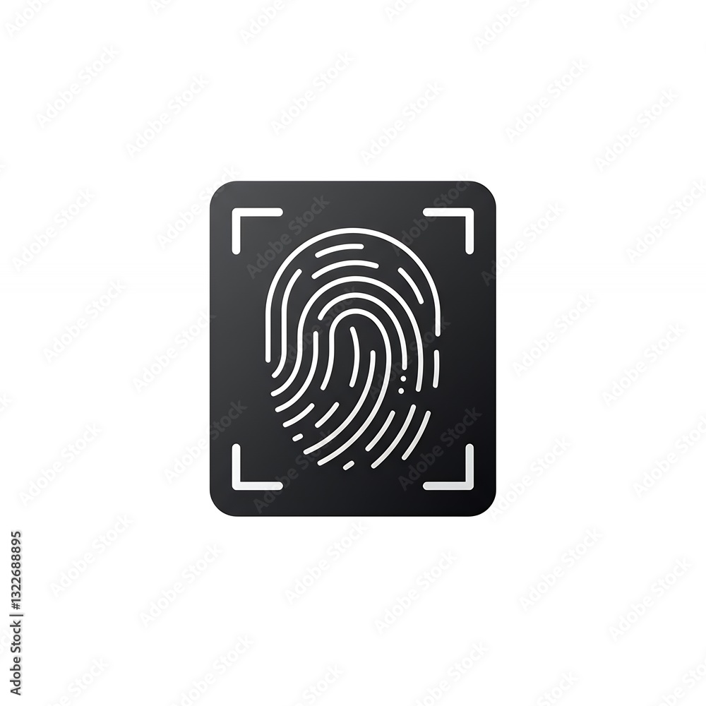 Poster analyzing fingerprint for security verification with biometric scan icon