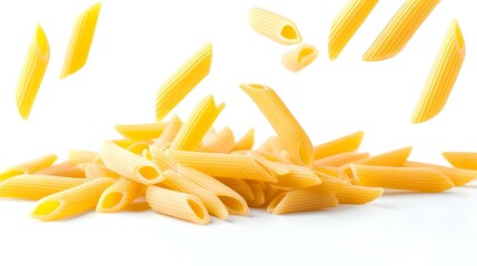 Penne Pasta Isolated on White Background