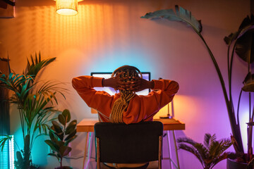 Gamer resting after video game match