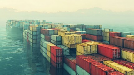 Fototapeta premium Cargo Containers on Water