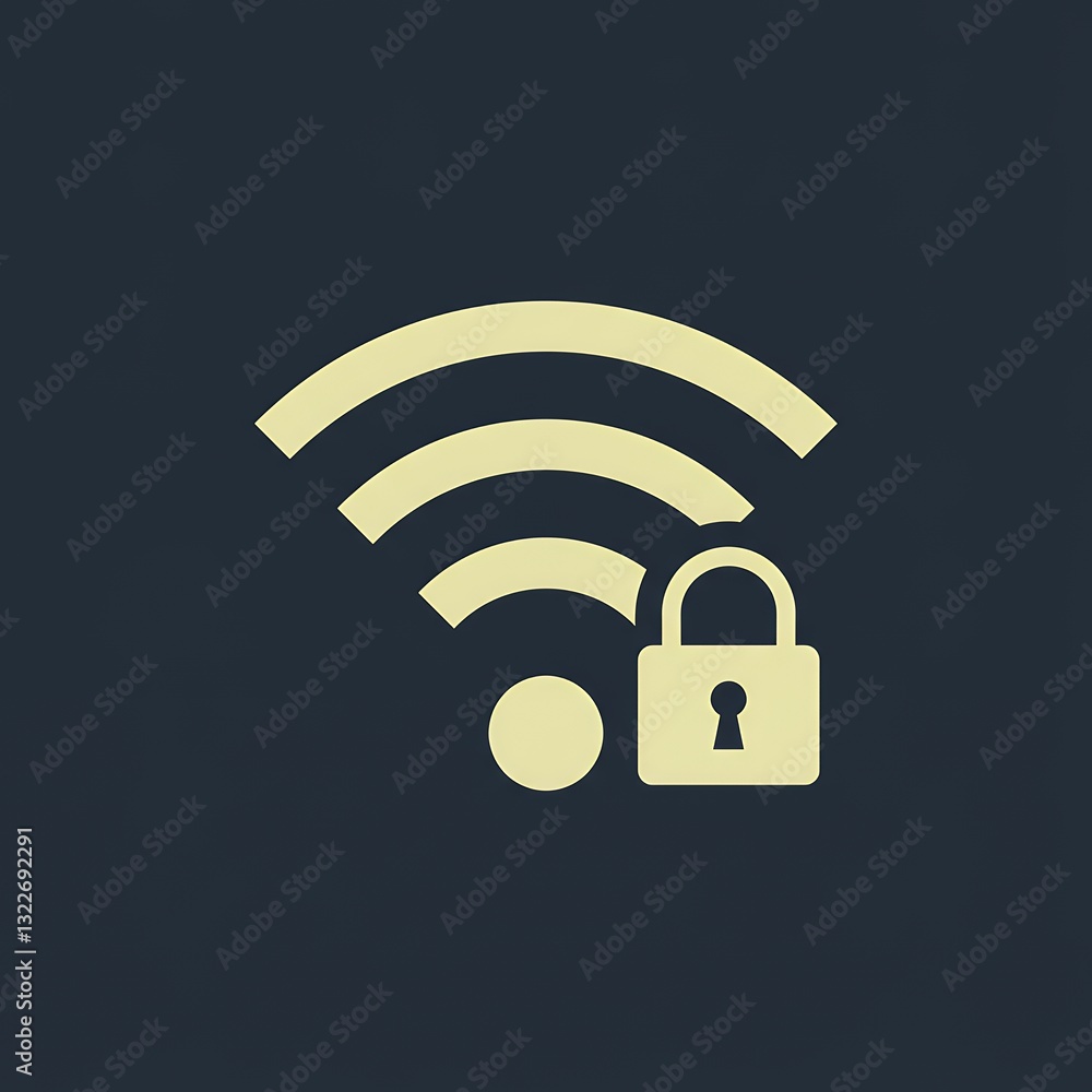 Poster secure wifi network connection with padlock icon for internet safety