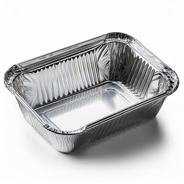 Silver aluminum foil food container or tray for catering and takeout