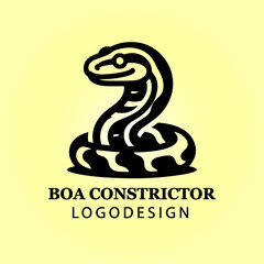Fototapeta premium Boa Constrictor Snake Vector Logo Design in Coiled Position for Branding, Business, Company Identity, Creative Icon, Reptile Symbol, Modern Wildlife Concept 