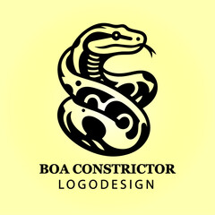 Boa Constrictor Snake Vector Logo Design in Coiled Position for Branding, Business, Company Identity, Creative Icon, Reptile Symbol, Modern Wildlife Concept
