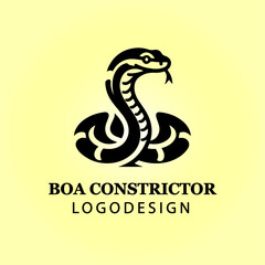 Boa Constrictor Snake Vector Logo Design in Coiled Position for Branding, Business, Company Identity, Creative Icon, Reptile Symbol, Modern Wildlife Concept
