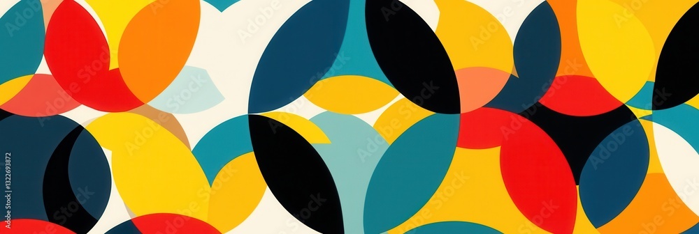 Aufkleber Geometric pattern of interlocking circles with vibrant colors creating a modern background design