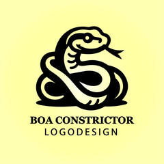 Fototapeta premium Boa Constrictor Snake Vector Logo Design in Coiled Position for Branding, Business, Company Identity, Creative Icon, Reptile Symbol, Modern Wildlife Concept 