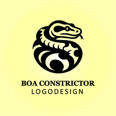 Naklejka premium Boa Constrictor Snake Vector Logo Design in Coiled Position for Branding, Business, Company Identity, Creative Icon, Reptile Symbol, Modern Wildlife Concept 