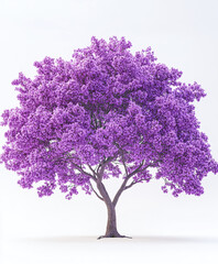 Fototapeta premium Vibrant purple tree with lush blossoms on white background