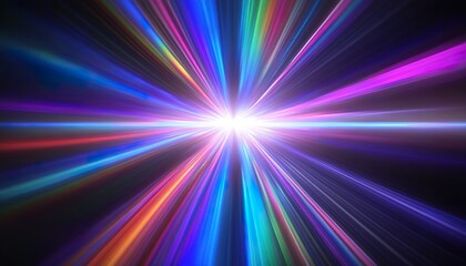 Obraz premium Vibrant Light Rays, Speed, Energy, Neon, Burst, Abstract, Colorful, Star, Galaxy, Motion