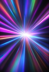 Obraz premium Vibrant Light Rays, Speed, Energy, Neon, Burst, Abstract, Colorful, Star, Galaxy, Motion