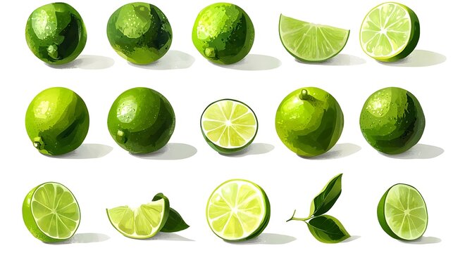 Limes Isolated on White Background