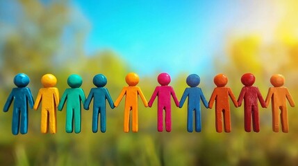 Diverse Figures Joining Hands in and Togetherness