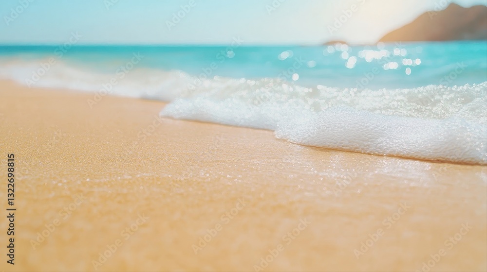 Poster serene beach with gentle waves lapping at the shore creating a relaxing atmosphere for peaceful refl