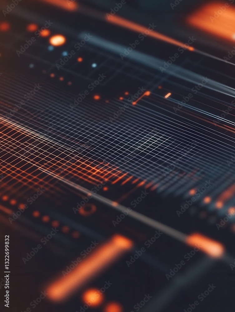 Poster Sleek wireframe design mockups with transparent elements and grid lines create an innovative digital branding background for UIUX resources