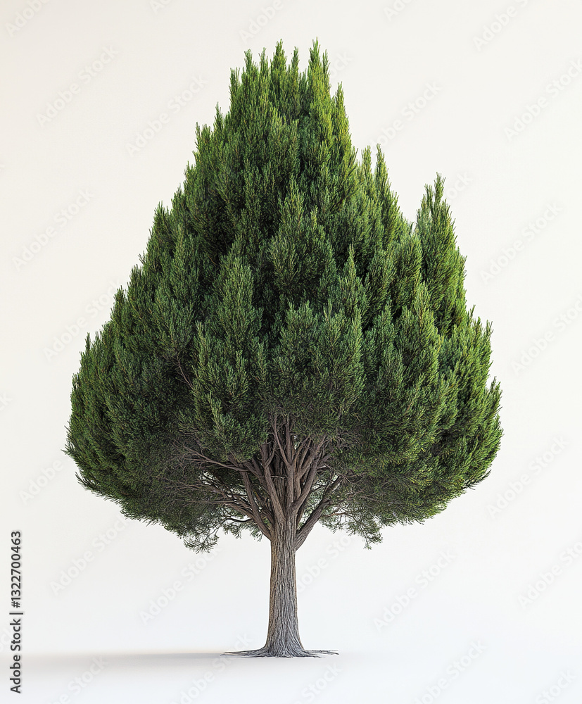 Poster elegant cypress tree with deep green tones isolated on white
