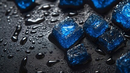 Blue Gel Cubes on Surface