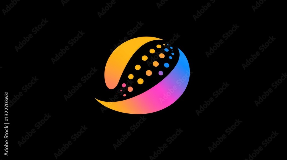 Poster a vibrant tech logo featuring a cyber-inspired sphere, symbolizing blockchain technology and data se