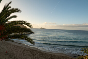 Cala del Mal Pas at sunrise in the tourist city of Benidorm in Alicante, Spain in 2024