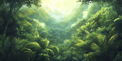 Lush green Costa Rican rainforest with dense jungle foliage