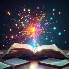 magic book with magic lights